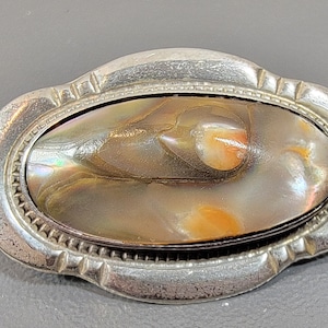 pearl shell brooch sterling silver antique Victorian
