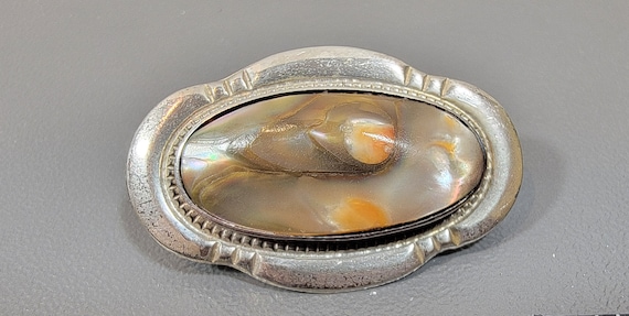 pearl shell brooch sterling silver antique Victorian