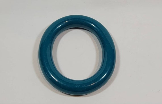 blue bangle bracelet resin lucite plastic oval vi… - image 1