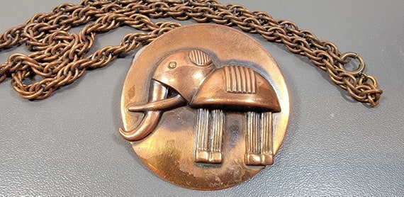 elephant pendant copper renoir unsigned
