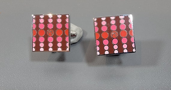 Paul Smith cufflinks square pink dots cheerful dead stock paul smith cufflinks
