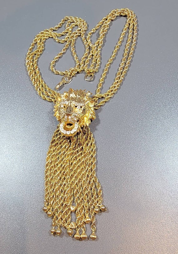 grosse germany necklace magnificent large gold plated chains zodiac leo disco