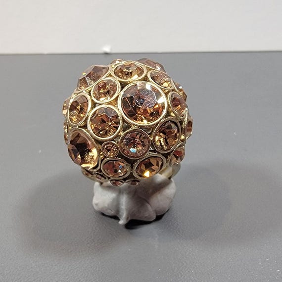 rhinestone ring topaz multi color size 7