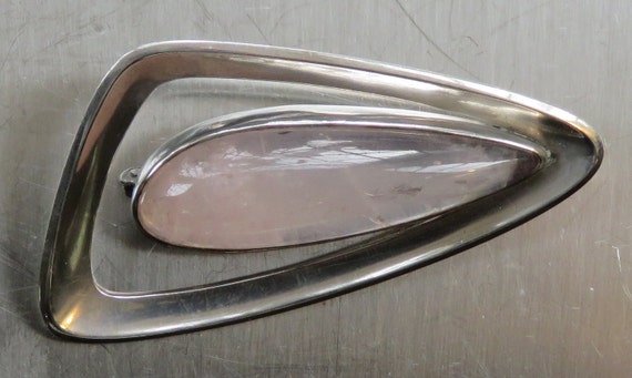 scandinavian silver brooch Modernist silver rose … - image 3