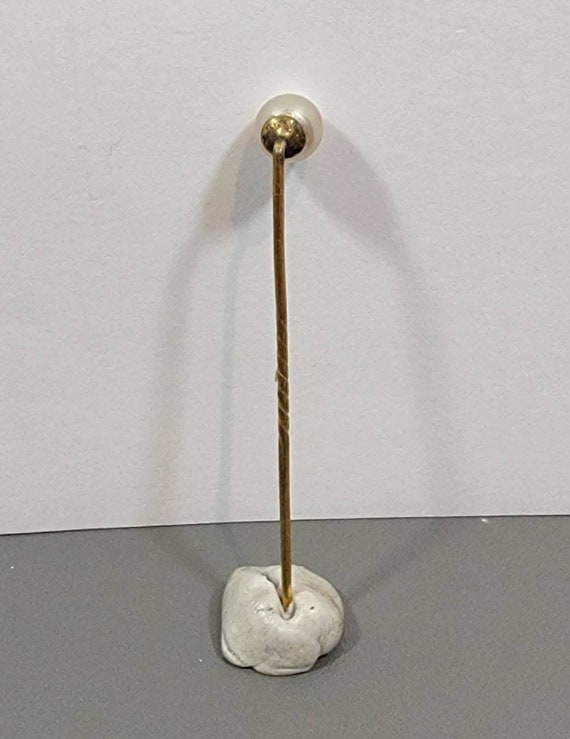 lapel pin faux pearl antique stickpin simple - image 3