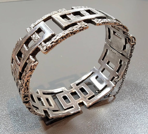sterling silver bangle fancy cast design textures links