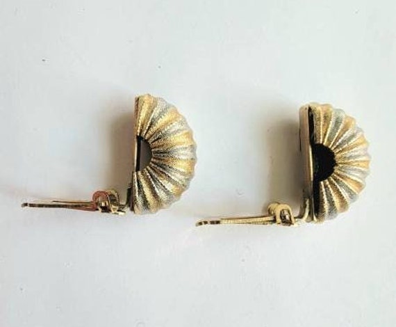 half hoop earrings shrimp gold and silver tone me… - image 3