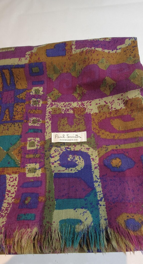Wool scarf oblong vintage Paul smith double sided… - image 10