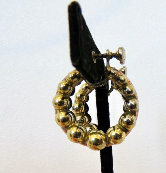 Hoop earrings Sterling silver Monet rose yellow g… - image 4