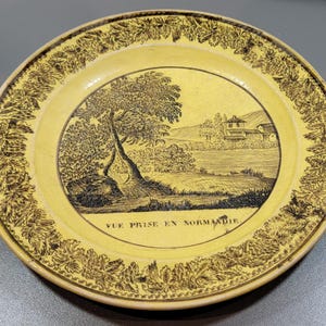 french country plate yellow pottery criel transferware