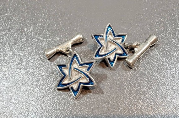 pewter cufflinks st. justin blue enamel details