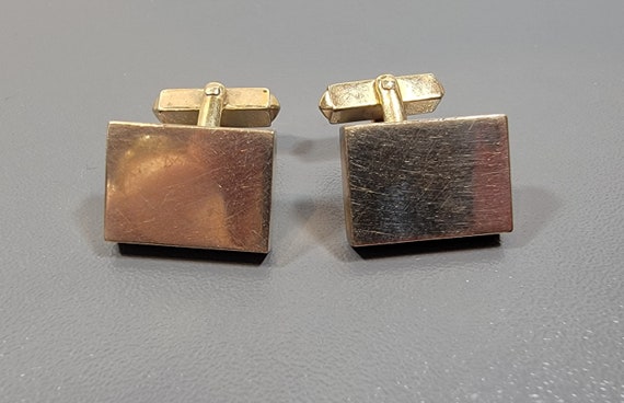 rectangular cufflinks gold tone metal could be monogrammed