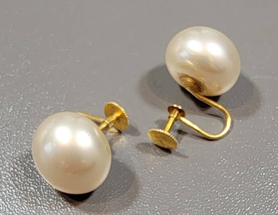 pearl earrings large white screw on earrings vintage wedding jewelry