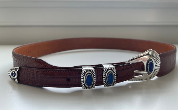cowboy belt CR sterling western belt buckle blue lapis