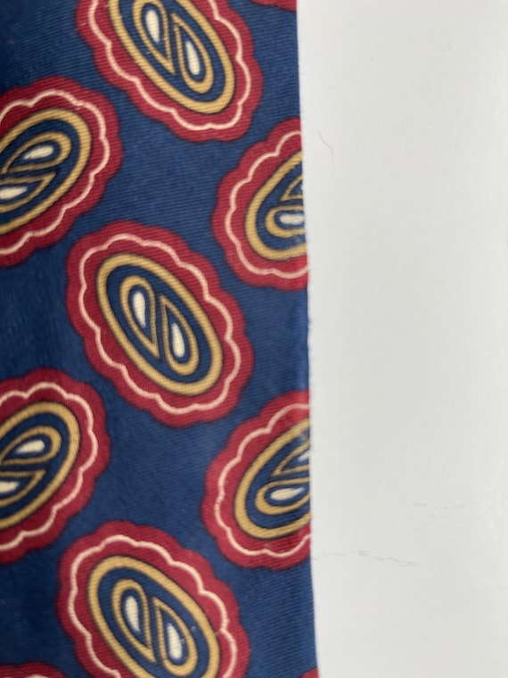Burberry tie Silk Necktie Blue and Red Abstract Paisley  English classic hand sewn traditional necktie