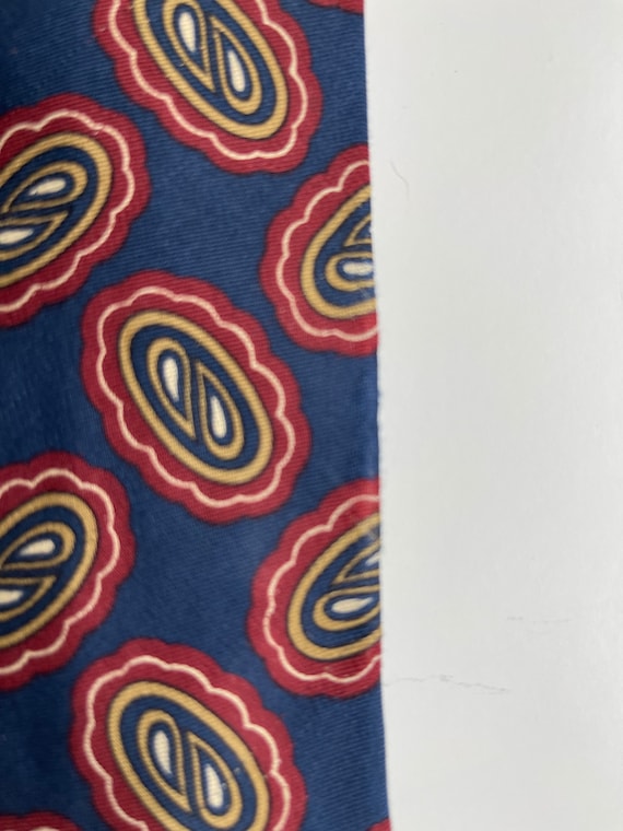 Vintage Burberry Silk Necktie Blue and Red Abstra… - image 3