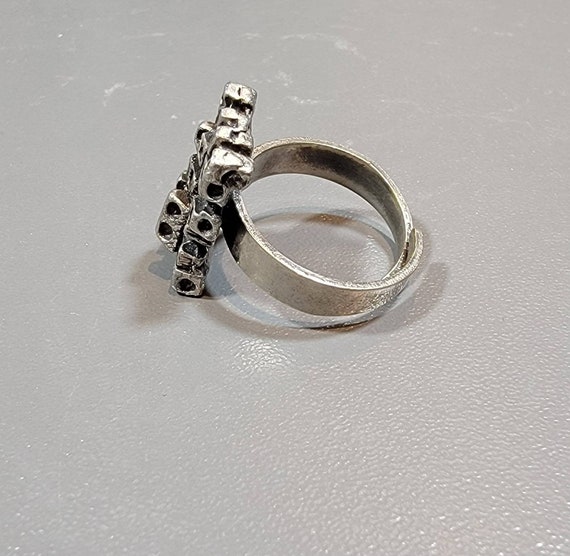 brutalist ring abstract adjustable pewter swedish… - image 8