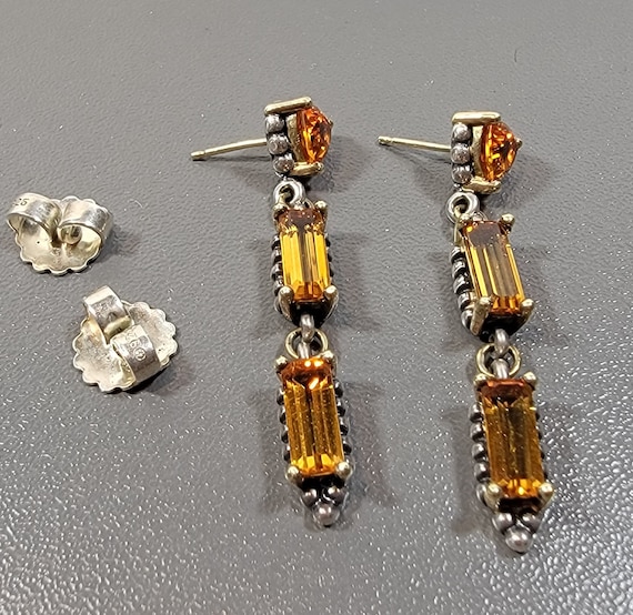 lagos caviar earrings long dangles citrine 18 karat yellow gold and sterling silver