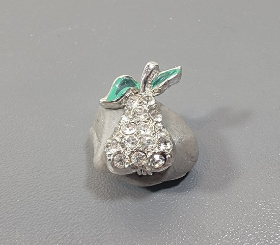 pear brooch silver tone rhinestone tiny scatter pin
