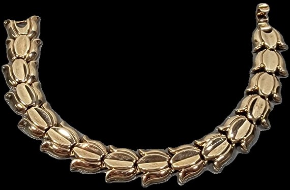 trifari bracelet tulip shaped golden links Bracelet Vintage Trifari Jewelry
