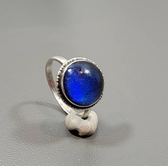 Blue Morpho Butterfly wing ring sterling silver