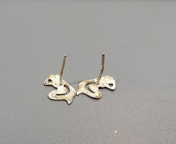 mermaid earrings sterling silver tiny pierced pos… - image 6