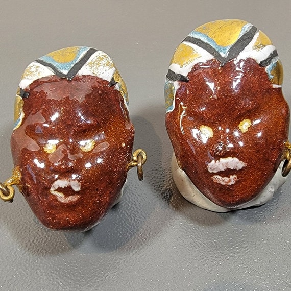 elzac style earrings pottery hand made african American