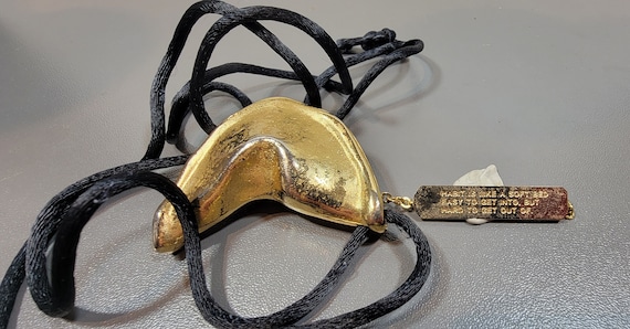 Miriam Haskell fortune cookie pendant seventies n… - image 6