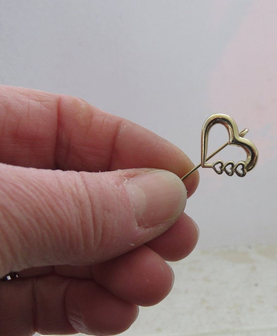 heart brooch stick pin  open heart vintage romant… - image 2