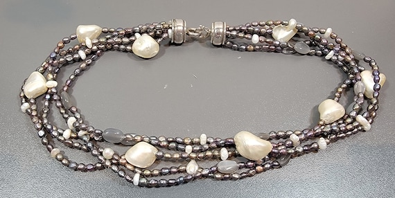 Pearl Necklace: Sterling Silver Clasp, Cultured Grey Pearls