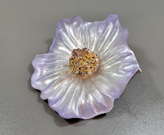 alexis bittar flower brooch large crystals vintag… - image 5