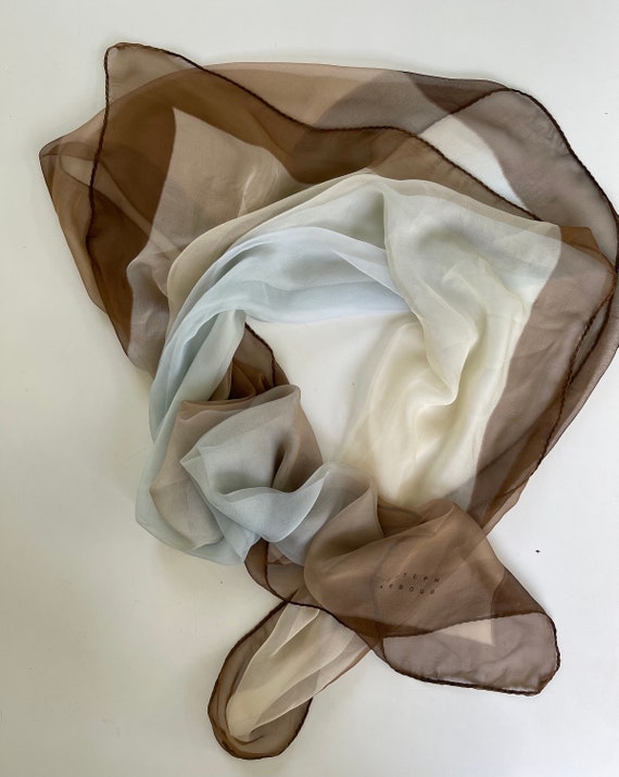 Large Silk Scarf Joseph Abboud Ombre Square Scarf… - image 3