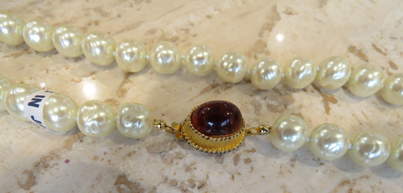 Pearl necklace art glass clasp nos Japanese baroque glass pearls