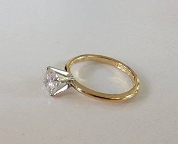 rhinestone engagement ring gold plated big stone … - image 3