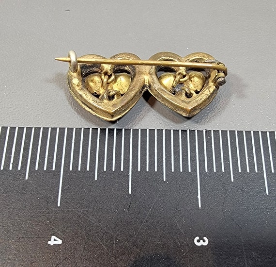 Victorian Heart pin gold filled love token rhines… - image 2