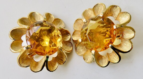 Flower earrings Judy Lee Solitaire stones Topaz c… - image 6