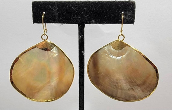 boho earrings shell earrings large pierced dangle drops