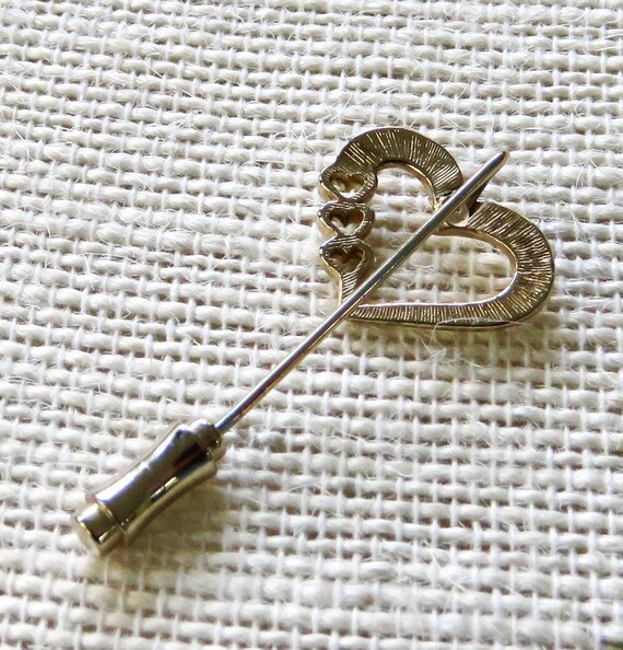 heart brooch stick pin  open heart vintage romant… - image 4