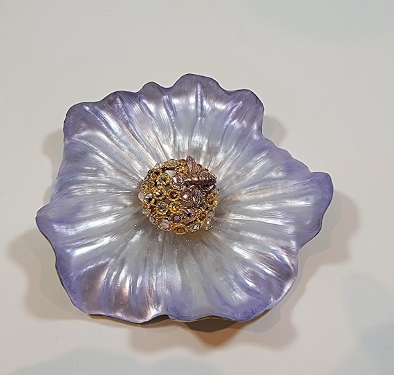 alexis bittar flower brooch large crystals vintag… - image 3