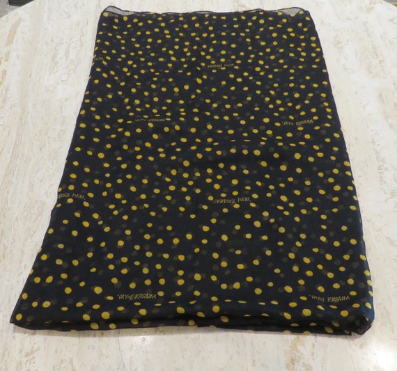 Kusama SCARF Yellow Dots Art Stole Wrap Scarf Pareo MOMA black yellow scarf Polka dots