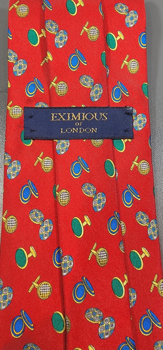 Red silk tie cufflink pattern small pattern - image 3