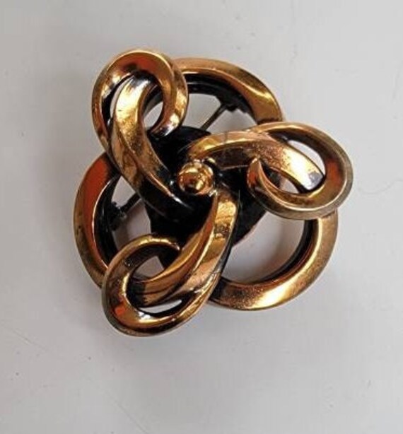 copper brooch mcm trinity design interlocking swi… - image 4