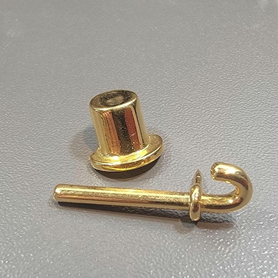 trifari scatter pins top hat and cane magician gift gold tone tie tacks brooch grouping