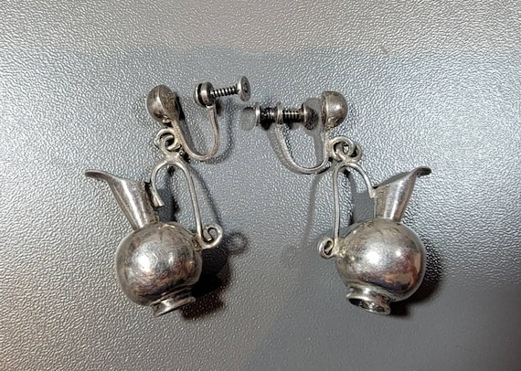 spratling earrings ewer vase jarritos sterling silver hecho en mexico