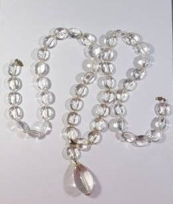 lucite bead necklace clear beads large clear teard