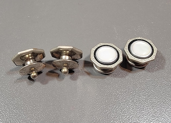 art deco cufflinks mother of pearl kum apart octagonal design