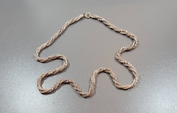 Sterling chain choker  multi chains fancy bold vintage