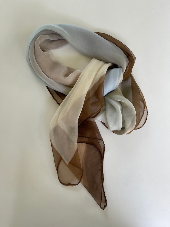 Large Silk Scarf Joseph Abboud Ombre Square Scarf… - image 1