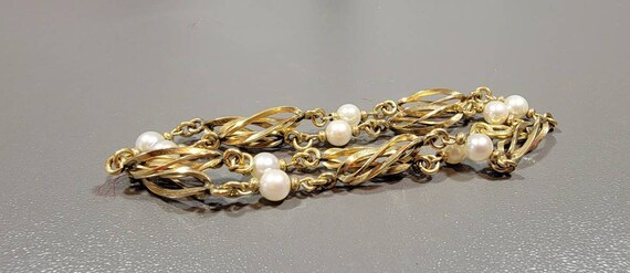 Gold filled necklace caged cultured pearls choker… - image 3