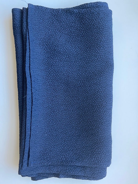 Blue silk scarf Long Dark with Pebble Texture Blu… - image 3